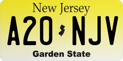 NJ license plate A20NJV