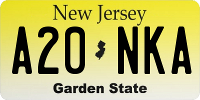NJ license plate A20NKA