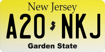 NJ license plate A20NKJ