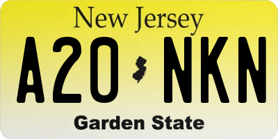 NJ license plate A20NKN