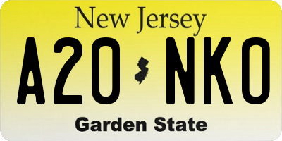 NJ license plate A20NKO