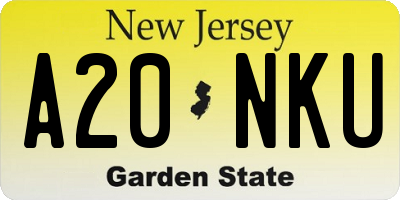 NJ license plate A20NKU
