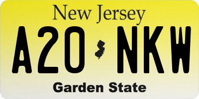 NJ license plate A20NKW