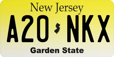 NJ license plate A20NKX