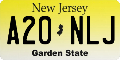 NJ license plate A20NLJ