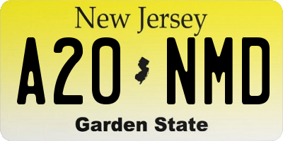 NJ license plate A20NMD