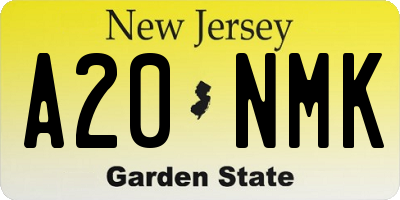 NJ license plate A20NMK