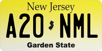 NJ license plate A20NML