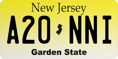 NJ license plate A20NNI