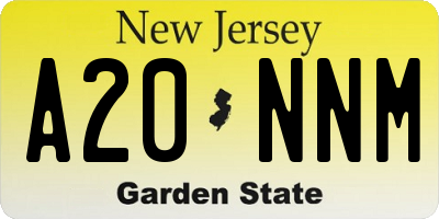 NJ license plate A20NNM