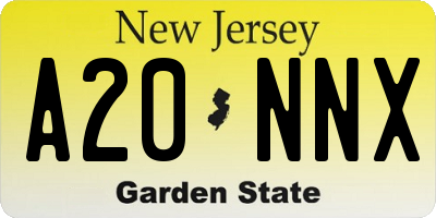 NJ license plate A20NNX