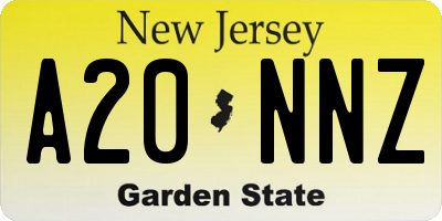 NJ license plate A20NNZ