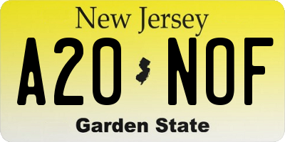 NJ license plate A20NOF