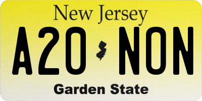 NJ license plate A20NON