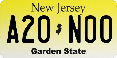 NJ license plate A20NOO