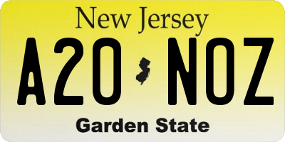 NJ license plate A20NOZ