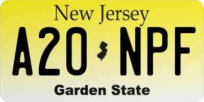 NJ license plate A20NPF