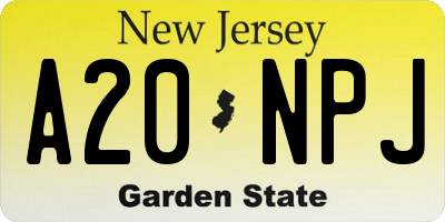 NJ license plate A20NPJ