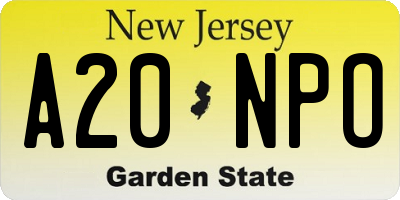 NJ license plate A20NPO