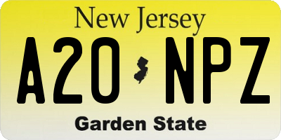 NJ license plate A20NPZ