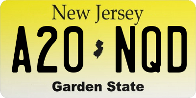 NJ license plate A20NQD