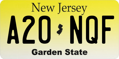 NJ license plate A20NQF