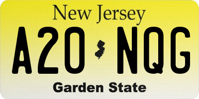 NJ license plate A20NQG