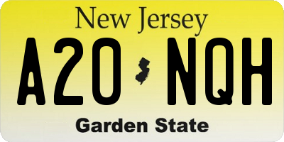 NJ license plate A20NQH