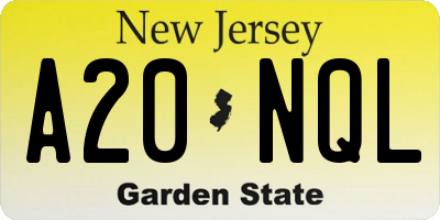 NJ license plate A20NQL