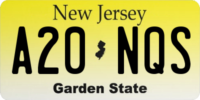 NJ license plate A20NQS
