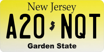 NJ license plate A20NQT