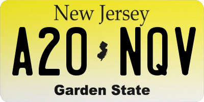 NJ license plate A20NQV