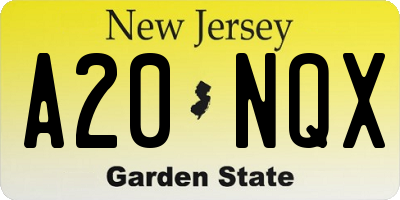 NJ license plate A20NQX
