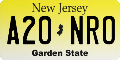 NJ license plate A20NRO