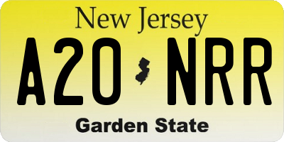 NJ license plate A20NRR