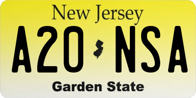 NJ license plate A20NSA