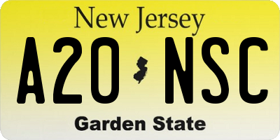 NJ license plate A20NSC