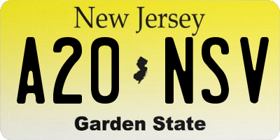 NJ license plate A20NSV