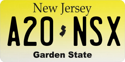 NJ license plate A20NSX