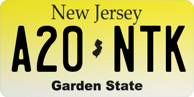 NJ license plate A20NTK