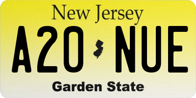 NJ license plate A20NUE