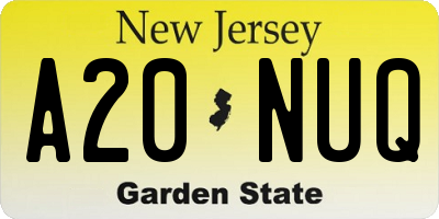 NJ license plate A20NUQ