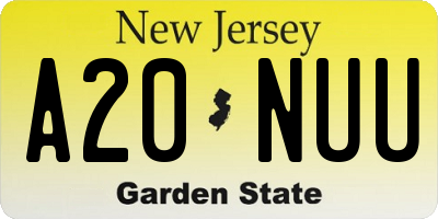NJ license plate A20NUU