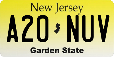 NJ license plate A20NUV