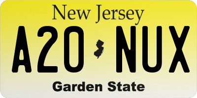 NJ license plate A20NUX
