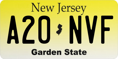 NJ license plate A20NVF
