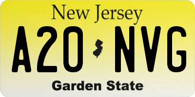 NJ license plate A20NVG