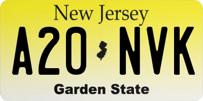 NJ license plate A20NVK