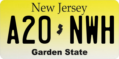 NJ license plate A20NWH