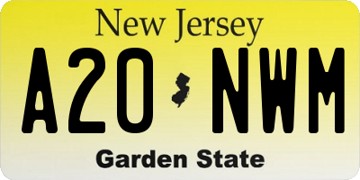 NJ license plate A20NWM